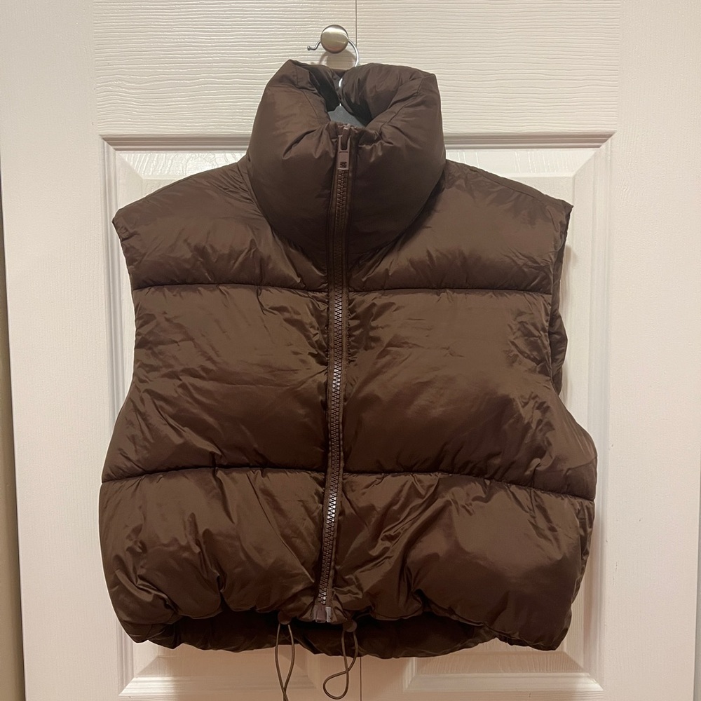 Brown puffer vest